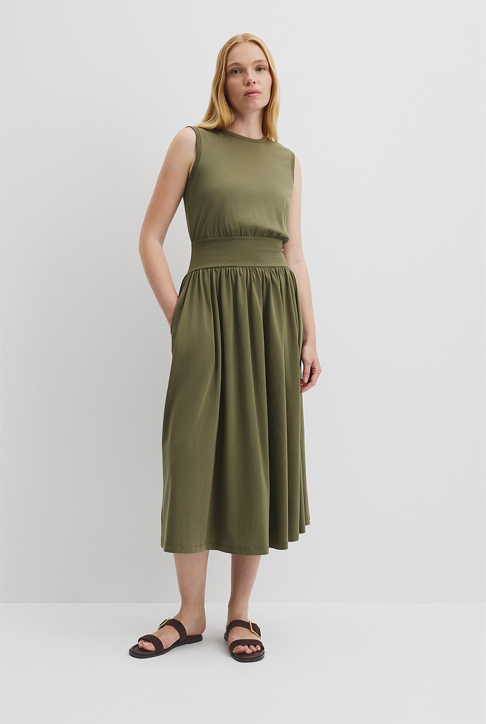 Caper Australian Cotton Jersey Gather Dress - Australian Grown | Country  Road