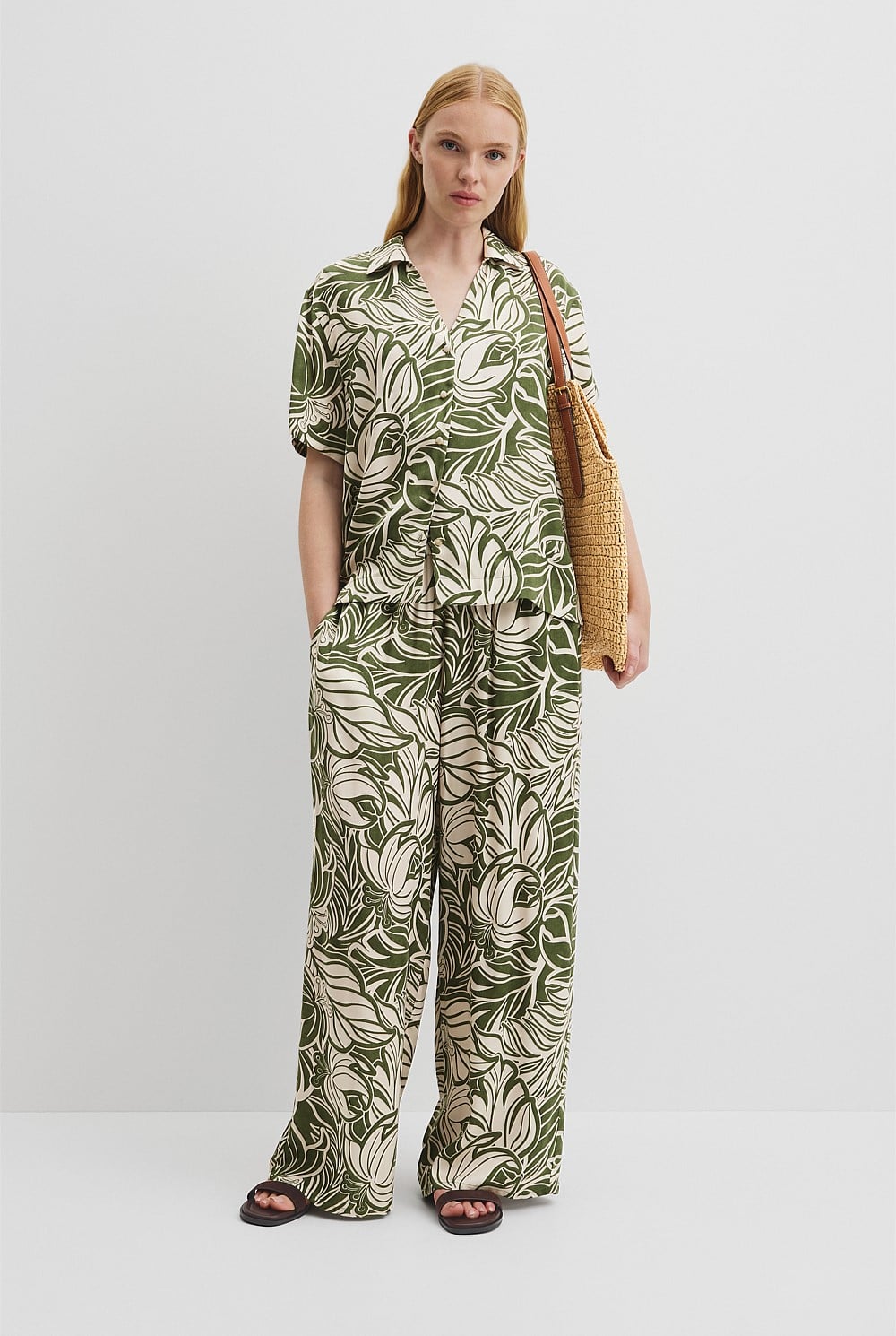Etched Tropical Print Short Sleeve Cupro Shirt - Holiday | Country
