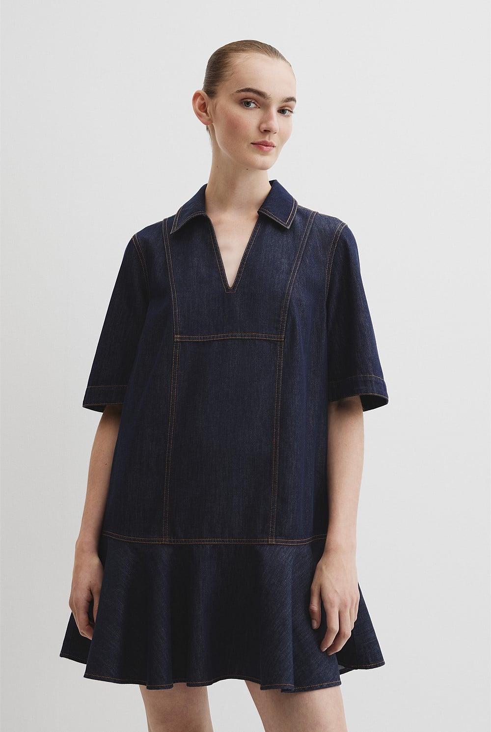 Indigo Rinse Denim Popover Dress - Holiday | Country Road