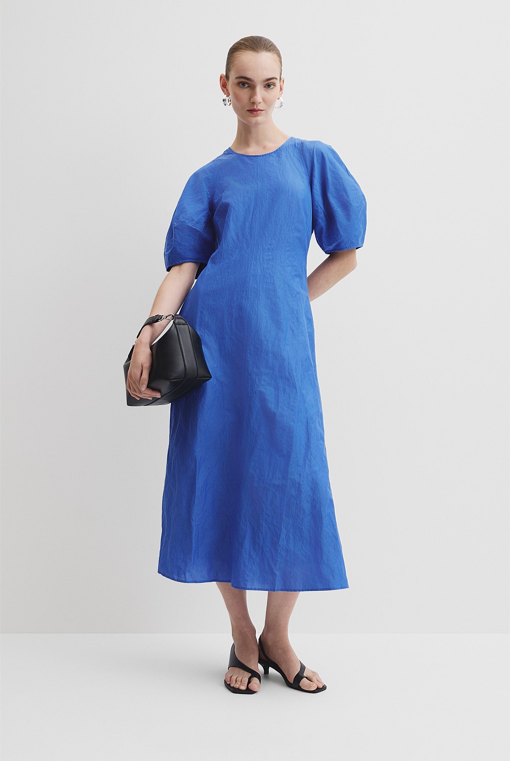 Riviera Blue Blouson Sleeve Midi Dress - Event | Country Road