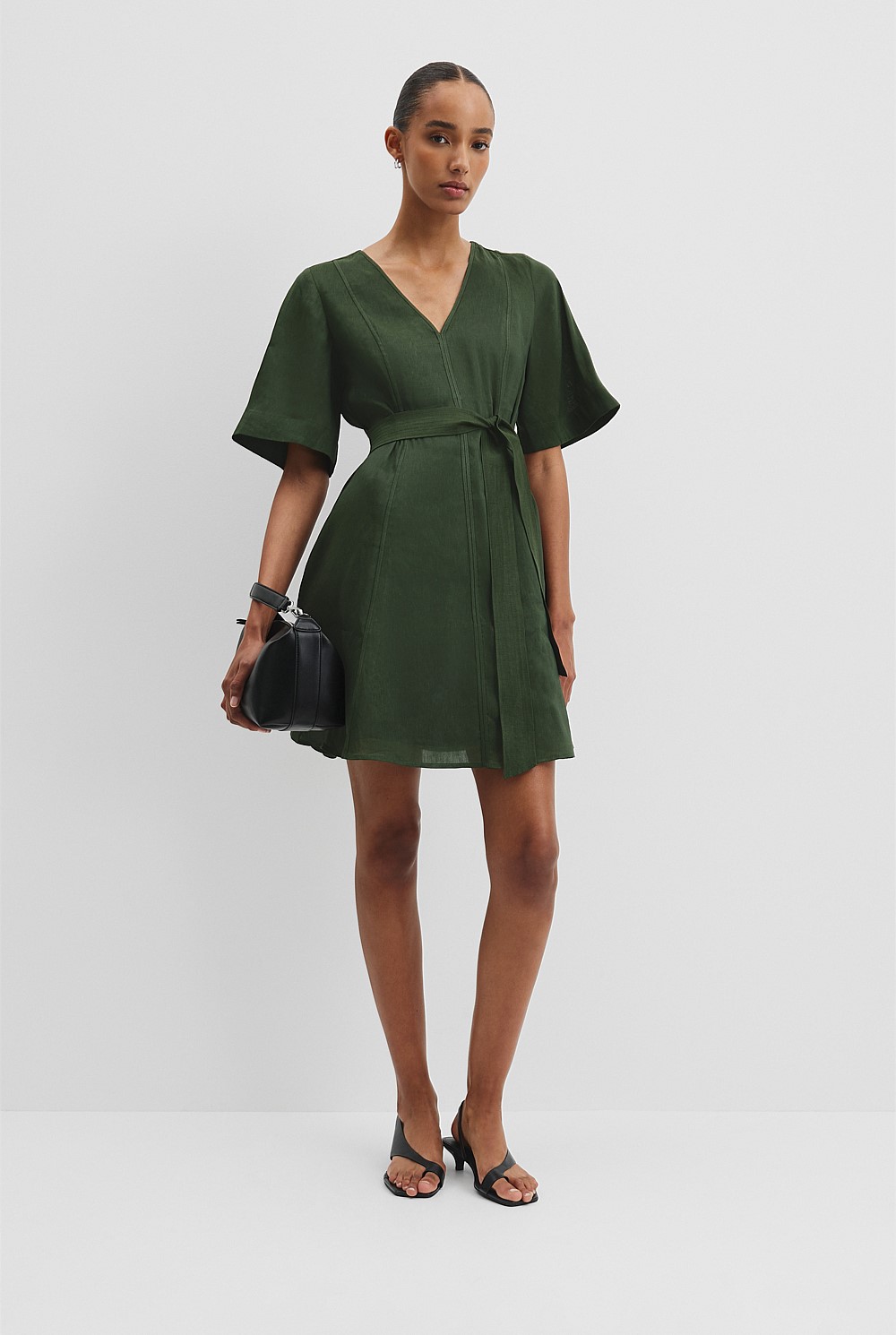 knee length dresses for ladies Strapless Mini Puzzle Dress in Fern | S main image 1