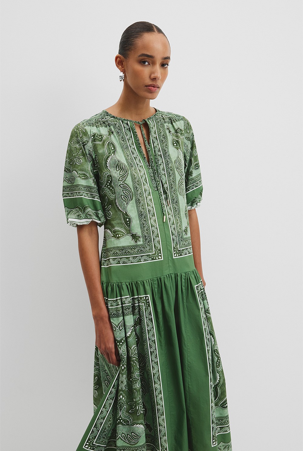 knee length dresses for ladies Scarf-Detail Strapless Gown in Spring Green main image 0