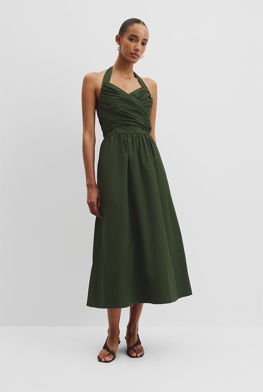 knee length dresses for ladies Alice Floral Halter Midi Dress