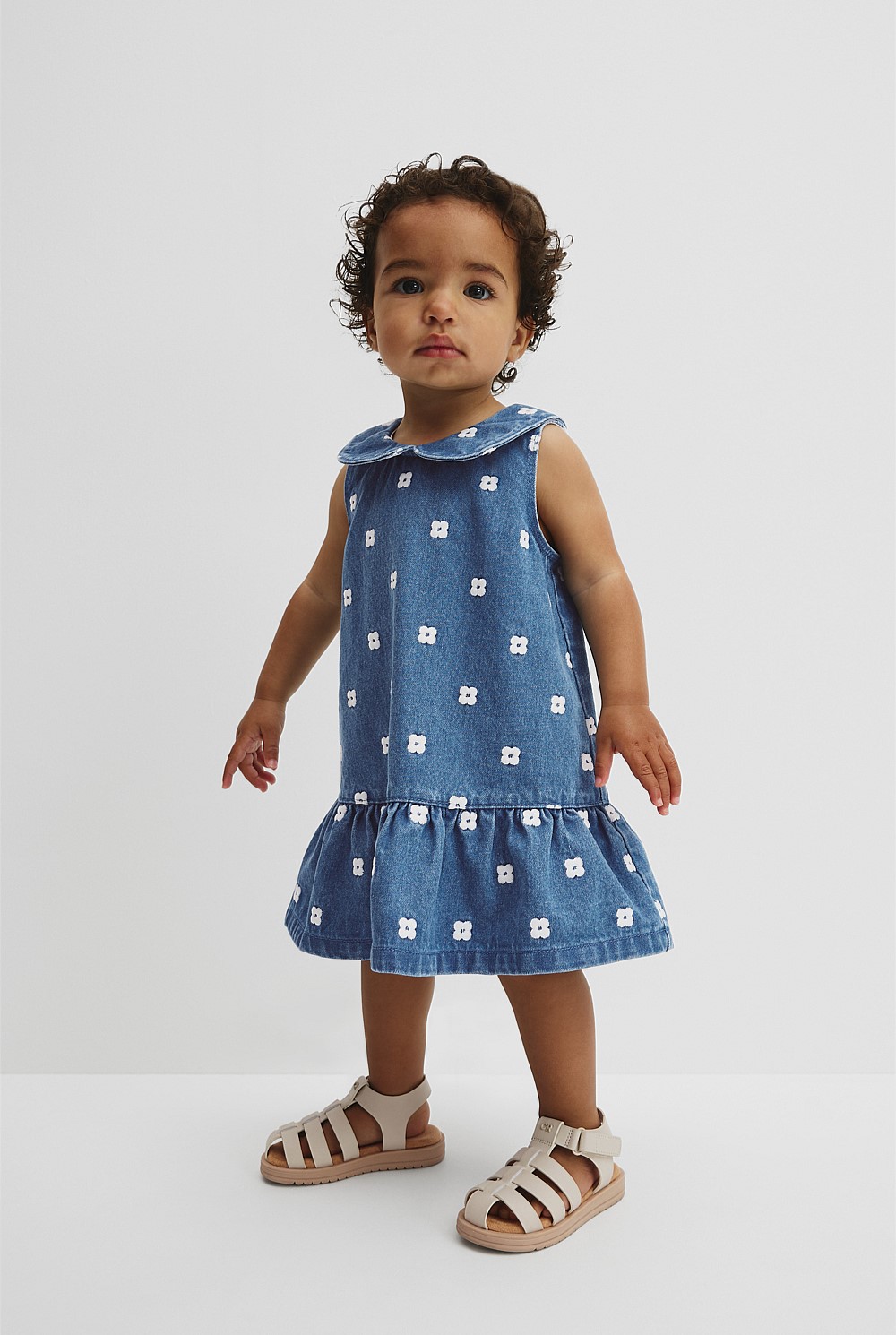 white christmas dresses Womens Denim Chambray Collared Babydoll Mini Dress Delias- Blue – Dolls Kill main image 1