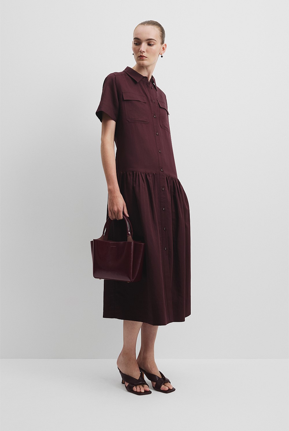 Plum Flared Shirt Dress - Work | Country Road