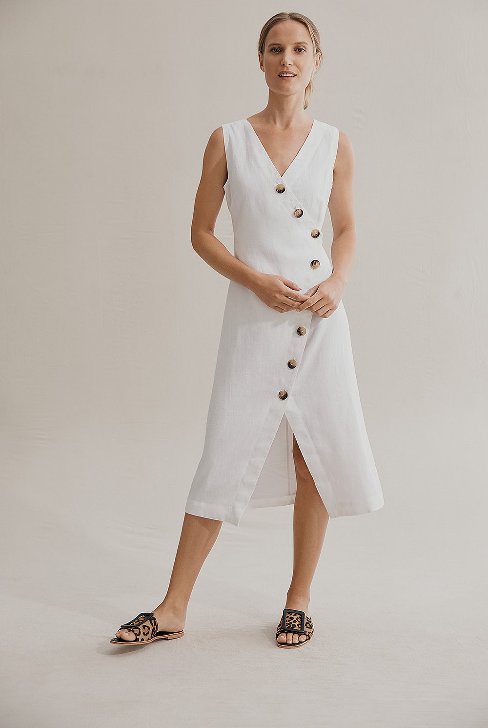 White Wrap Linen Dress - Dresses | Country Road