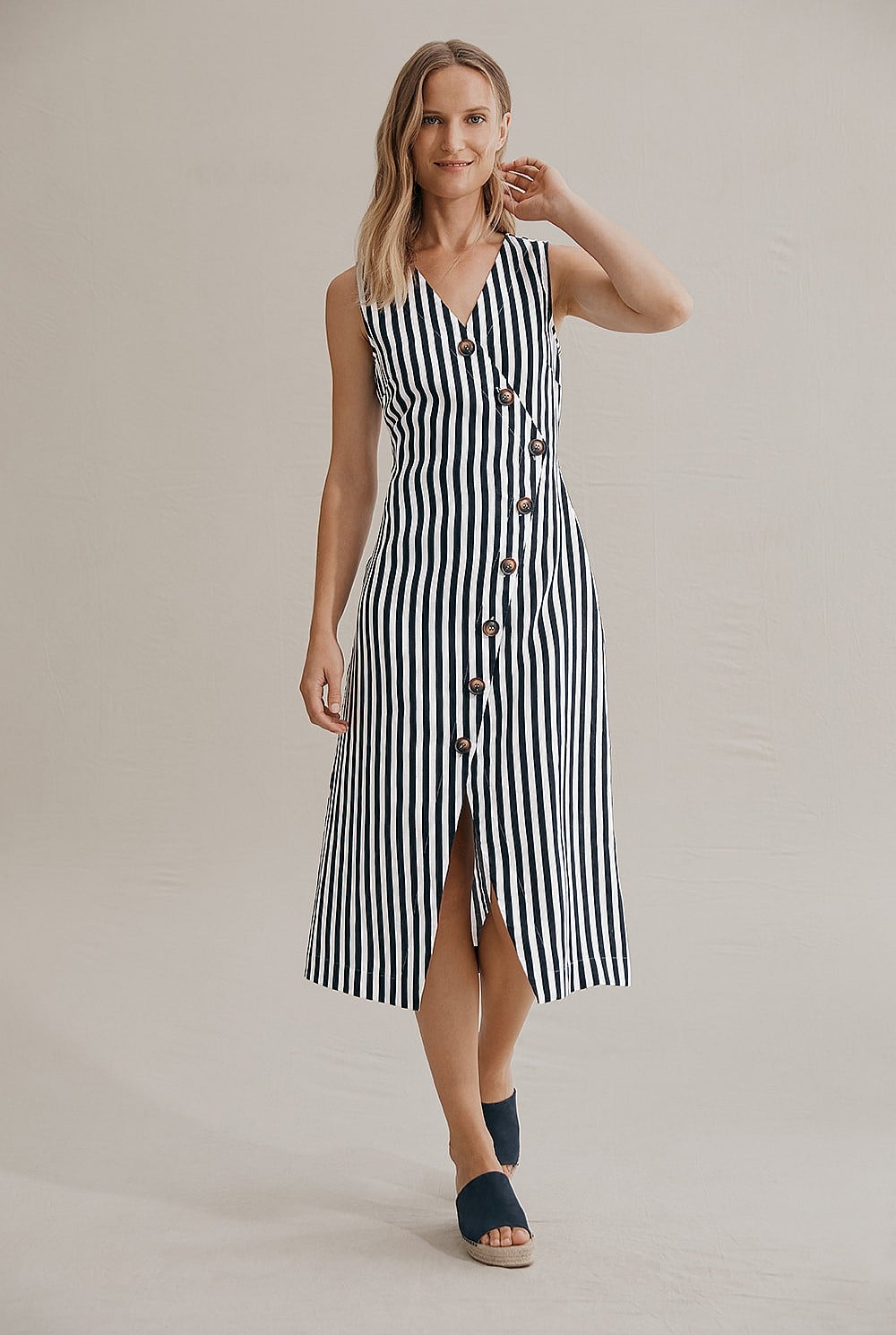Navy Wrap Stripe Linen Dress - Dresses | Country Road
