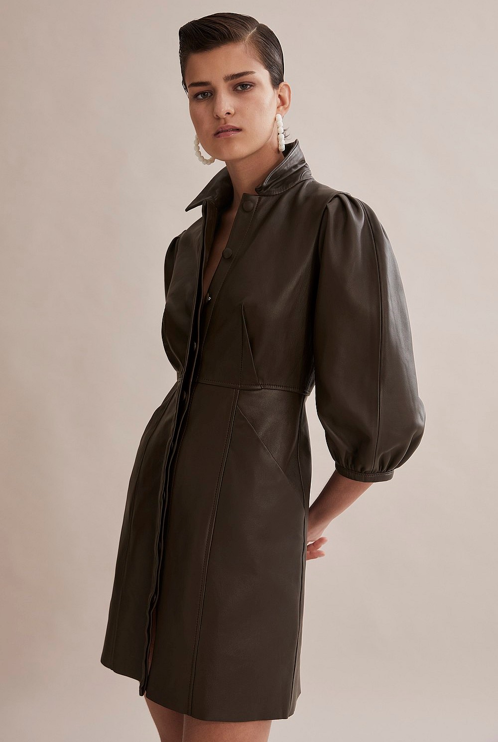 Bitter Chocolate Leather Dress - Dresses | Country Road Bitter Chocolate Leather Dress - Dresses | Country Road