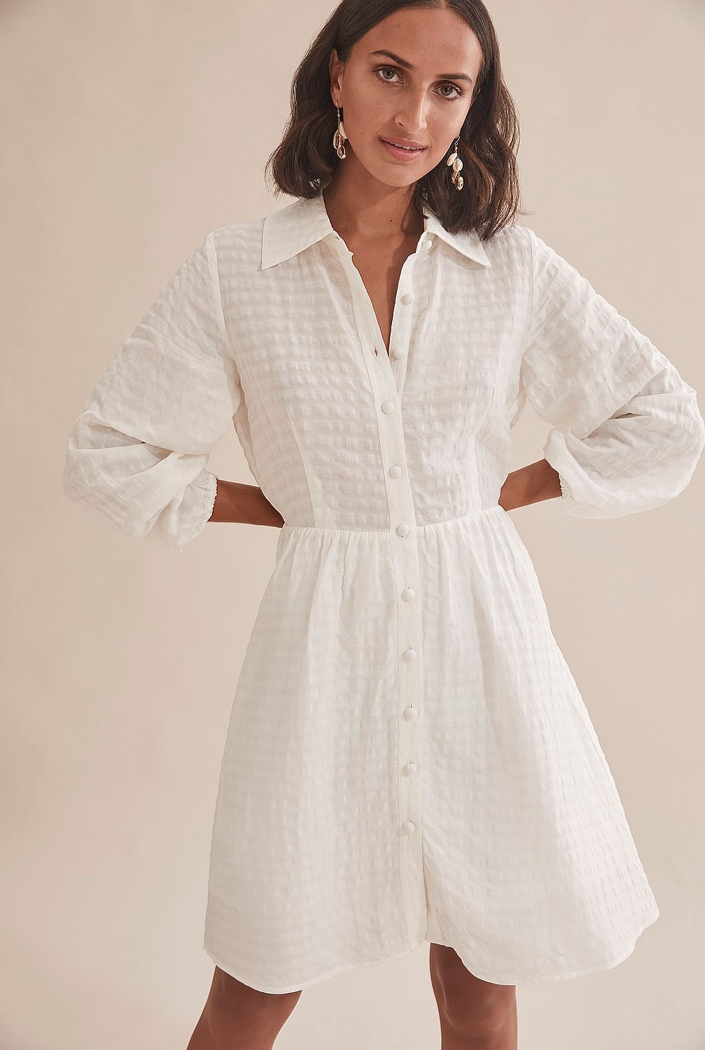 Antique White Puff Sleeve Mini Dress - Dresses | Country Road