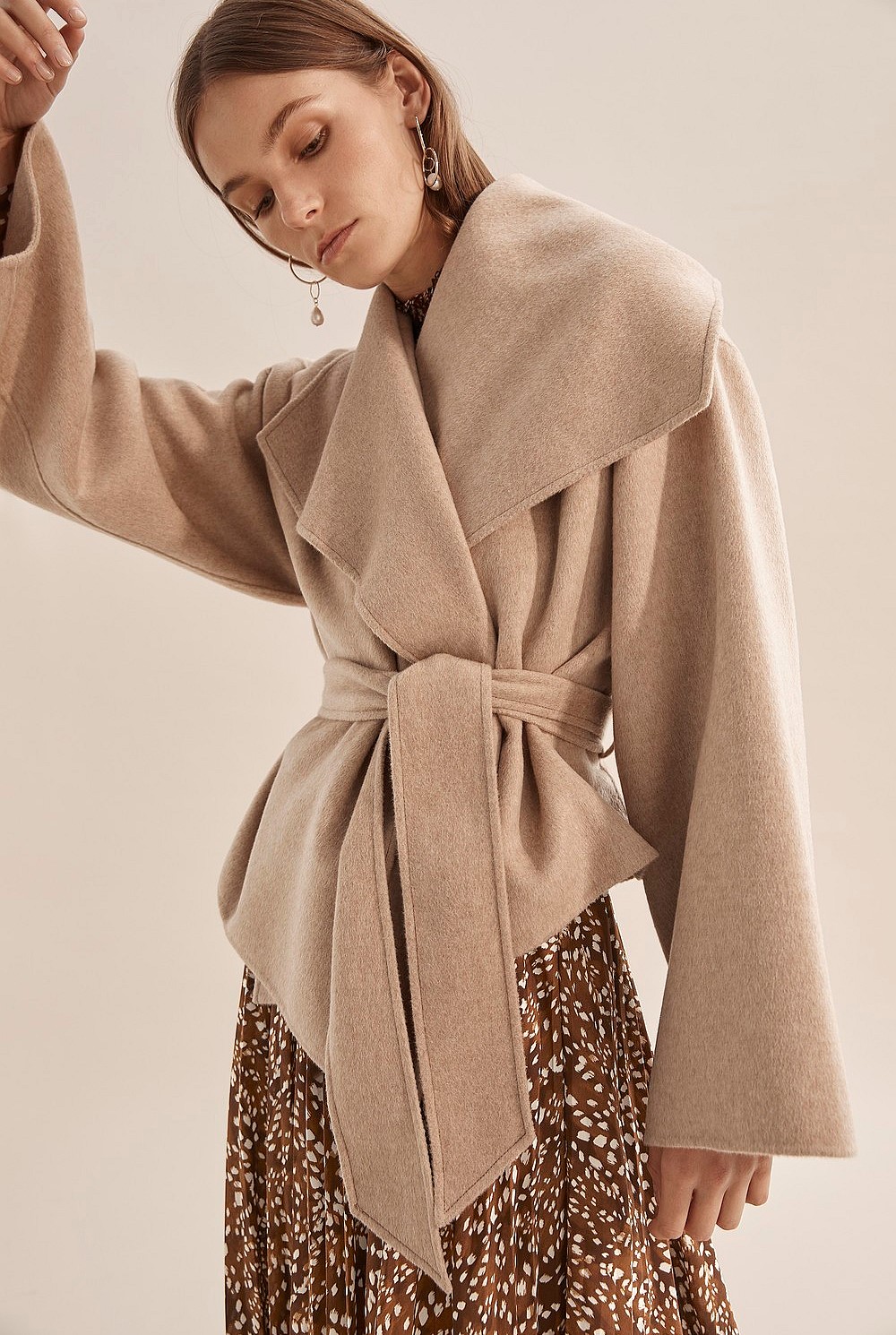 Camel Short Wrap Coat - Jackets & Coats | Country Road