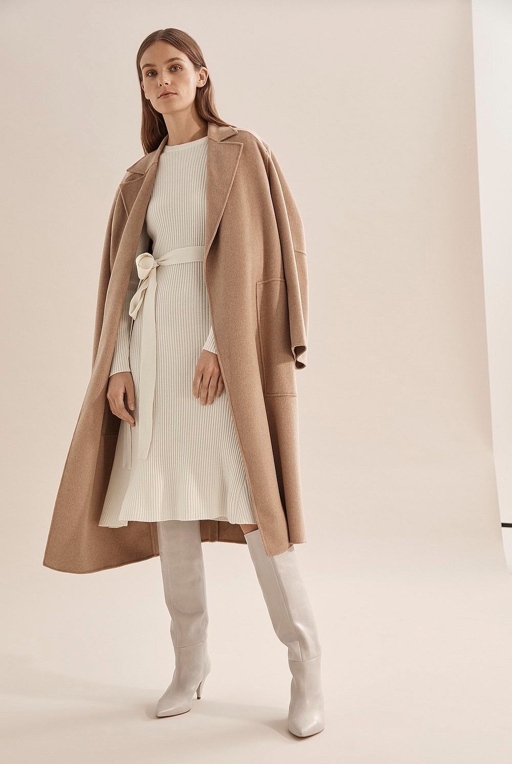 Winter White Long Sleeve Wool Knit Dress - Dresses | Country Road