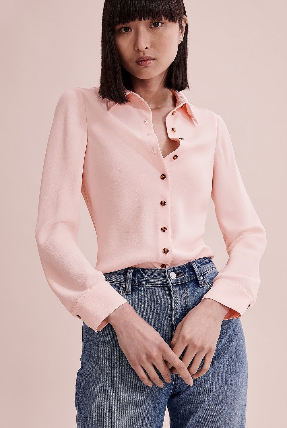 Cosmetic Pink Fitted Long Sleeve Shirt - Shirts | Country Road