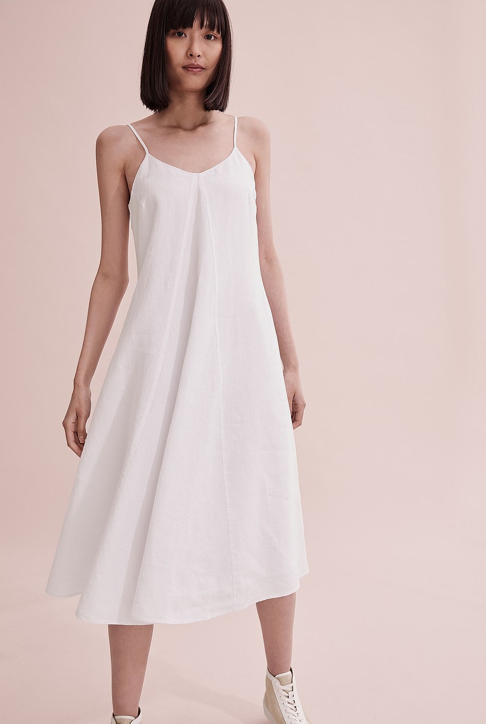White Linen Midi Dress - Natural Fibres | Country Road