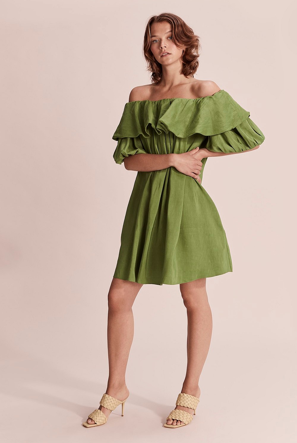 slim fit dress slacks Abigail Poplin Maxi Skirt-Green, Daisy Cascade