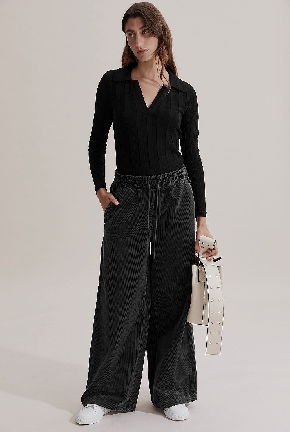 Charcoal Cord Palazzo Pant - Pants | Country Road