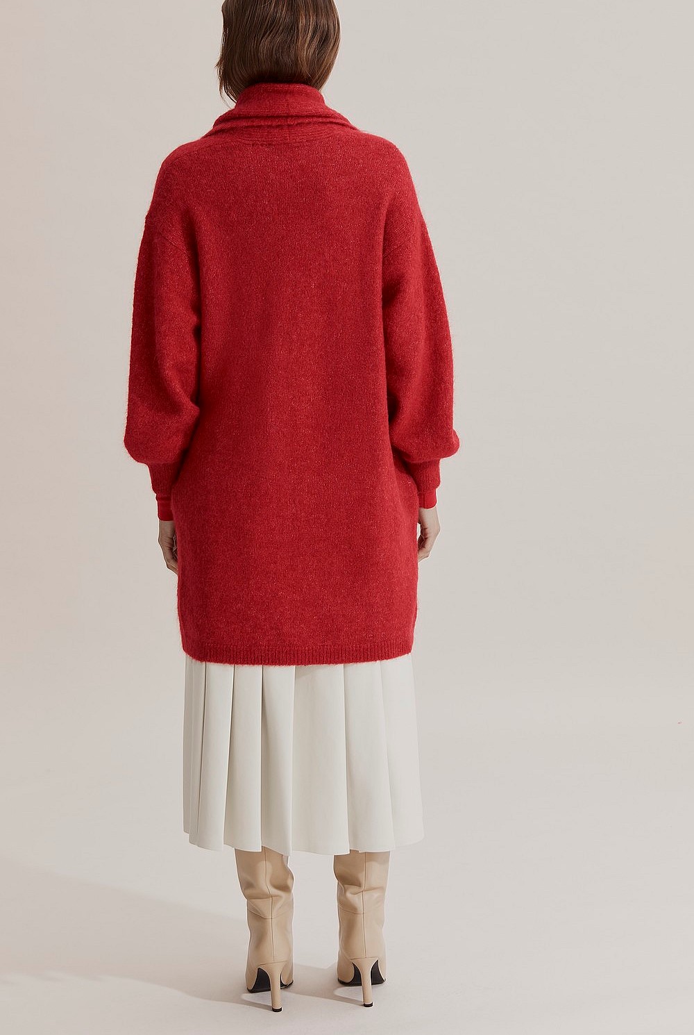カーディガン Katie FLUFFY long cardigan RED Chunky Cable Knit Cardigan - Kate Hewko