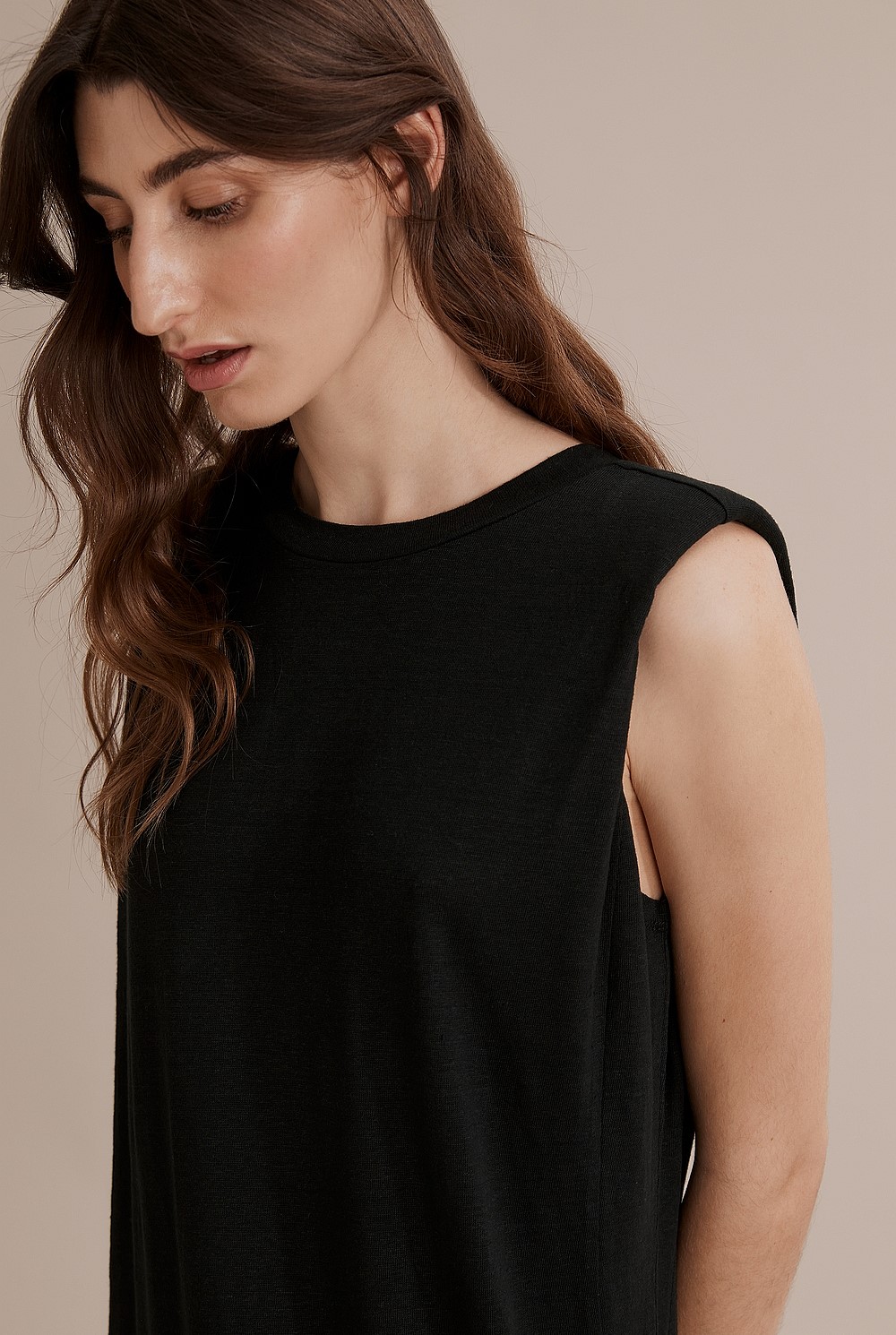 Black Linen Jersey Column Dress - Dresses | Country Road Black Linen Jersey Column Dress - Dresses | Country Road