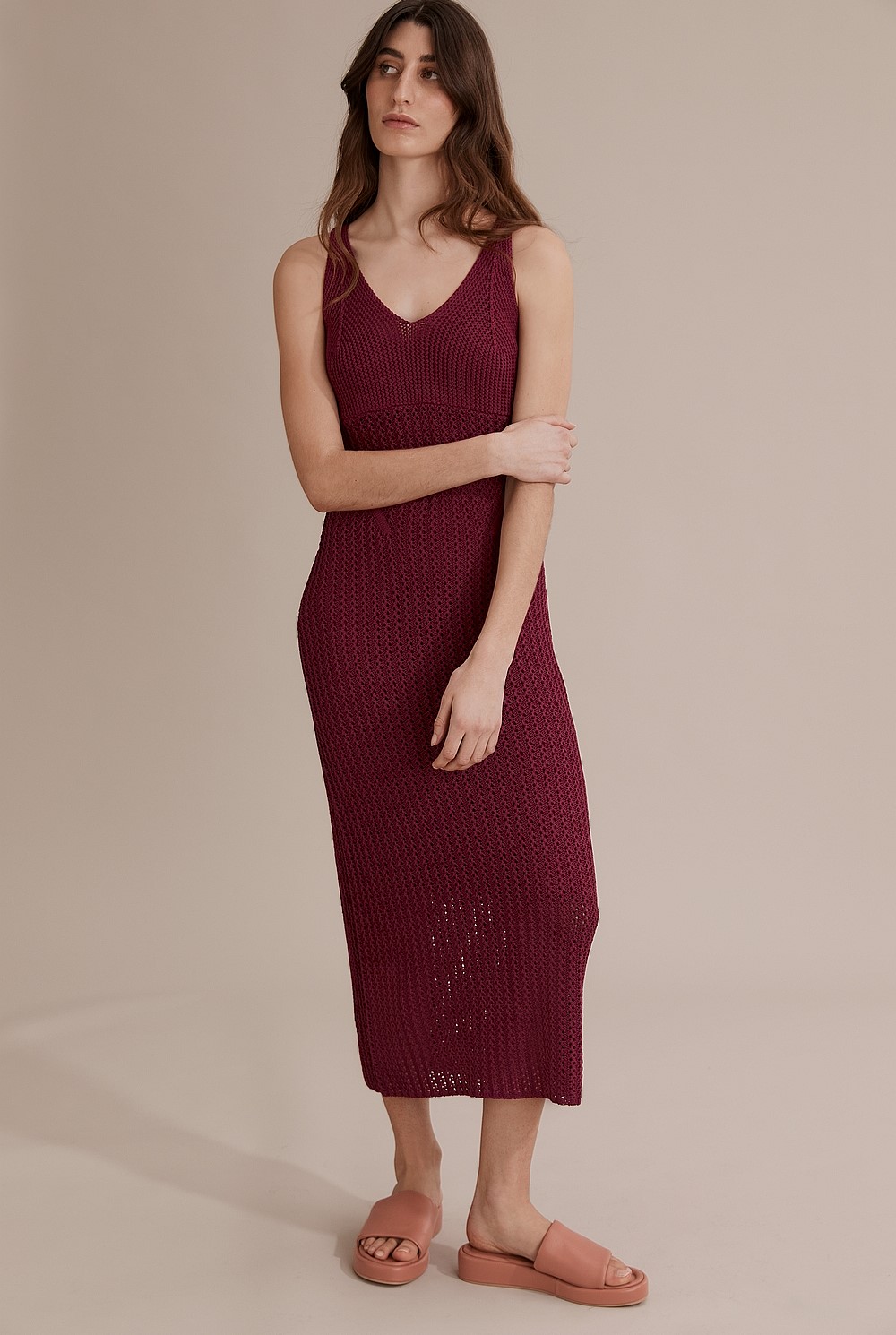 Wine Textured Knit Dress - Knitwear | Country Road Wine Textured Knit Dress - Knitwear | Country Road