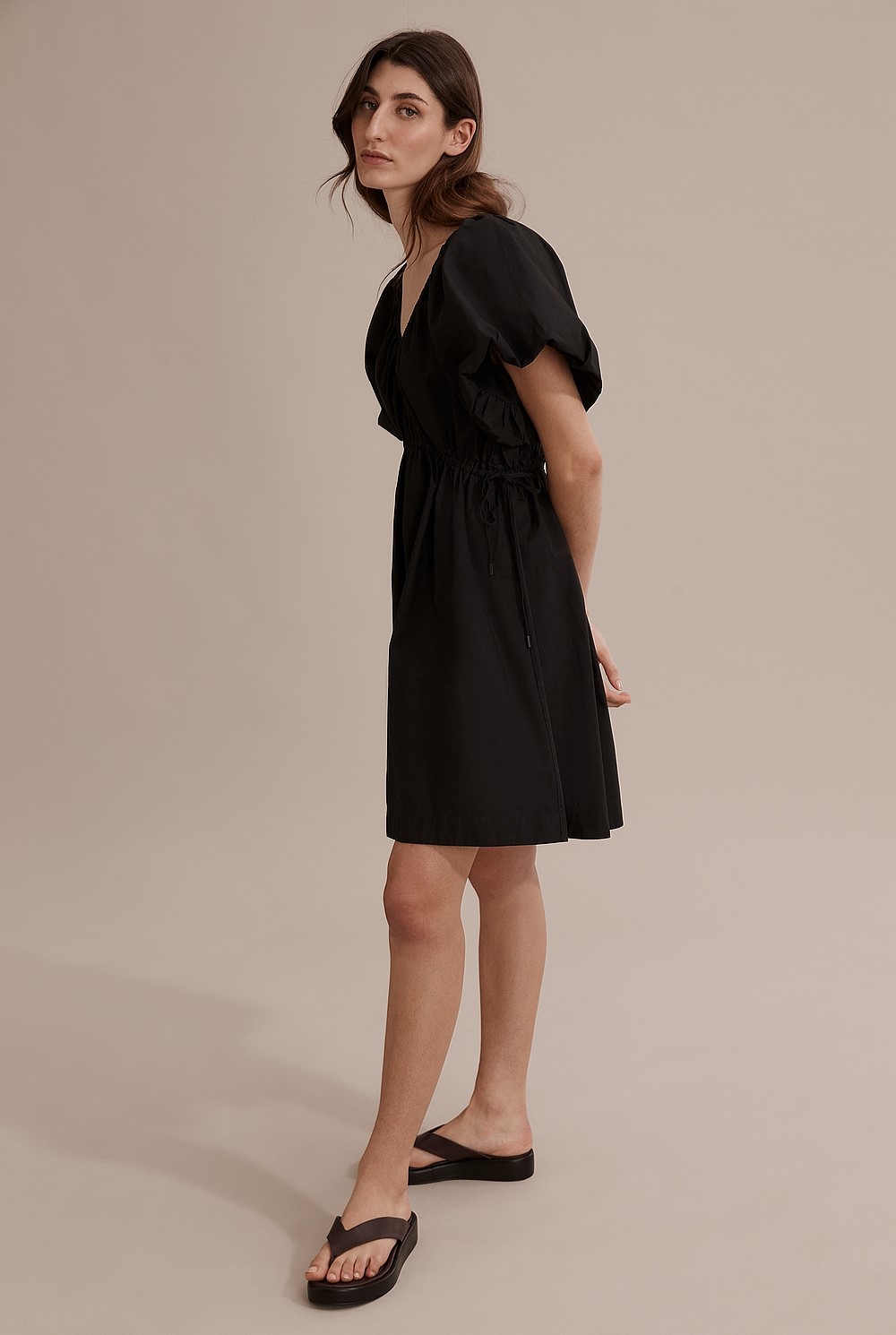 Black Ruched Front Mini Dress - Natural Fibres | Country Road