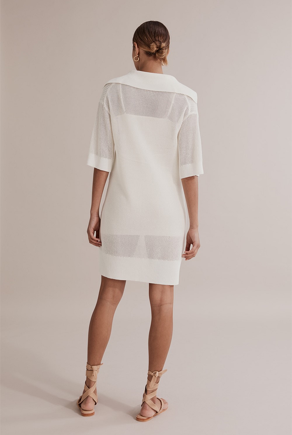 Antique White Mesh Knit Dress - Knitwear | Country Road