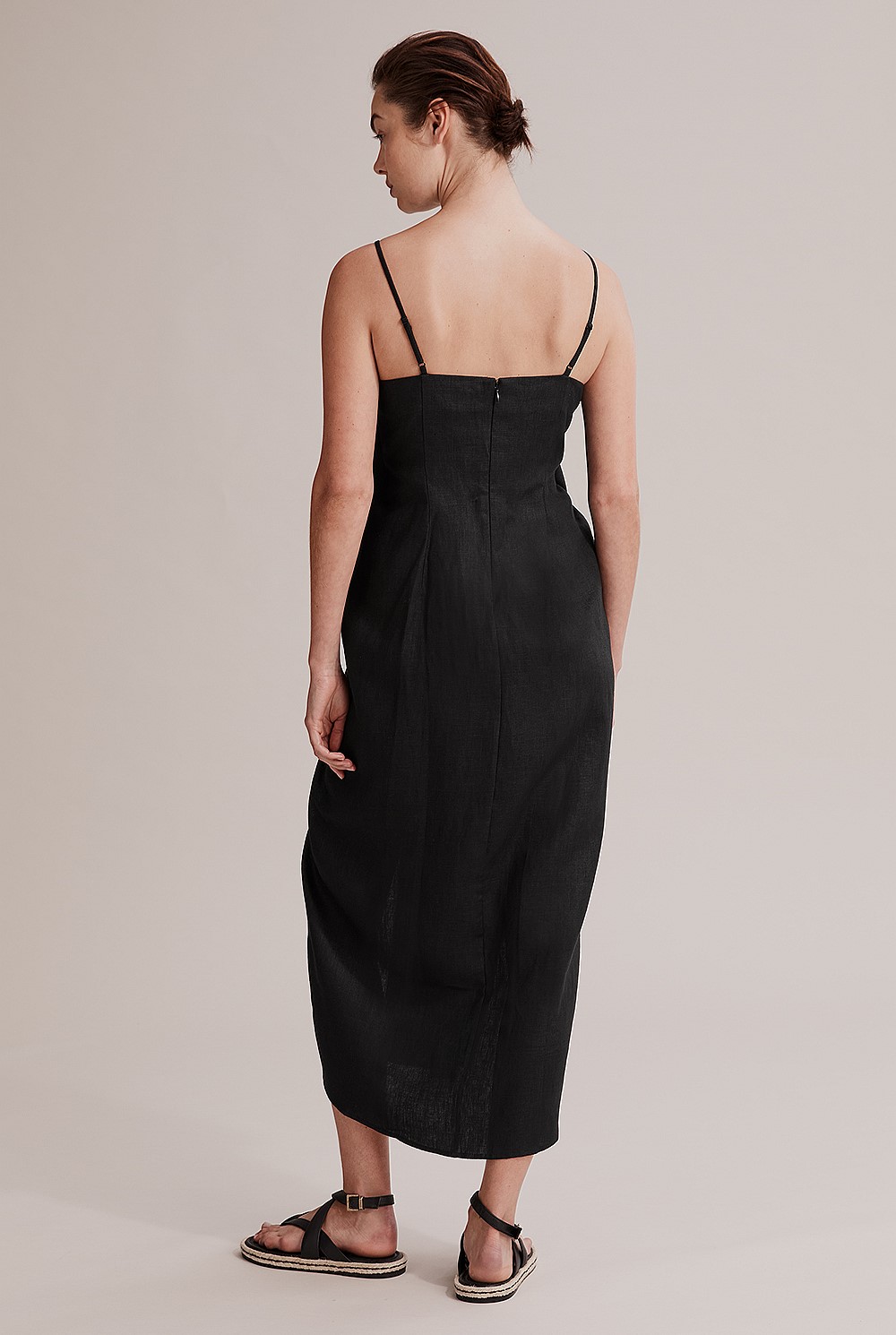 Black Linen Knot Front Dress - Dresses | Country Road Black Linen Knot Front Dress - Dresses | Country Road