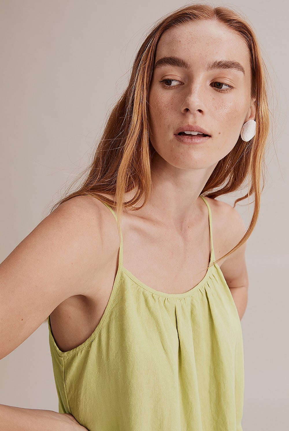 Pea Green Linen Midi Dress - Dresses | Country Road
