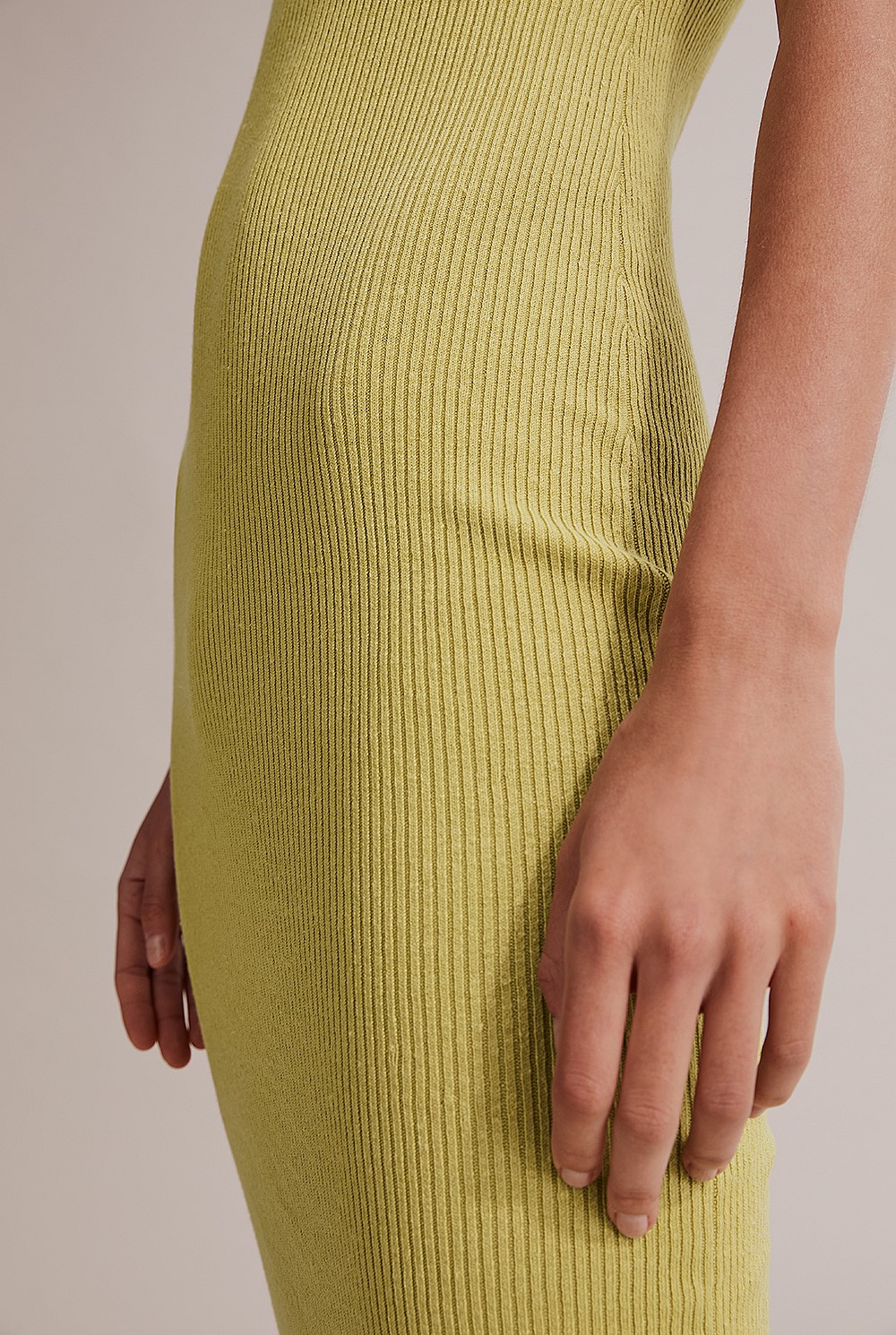 Pea Green Linen Knit Midi Dress - Knitwear | Country Road