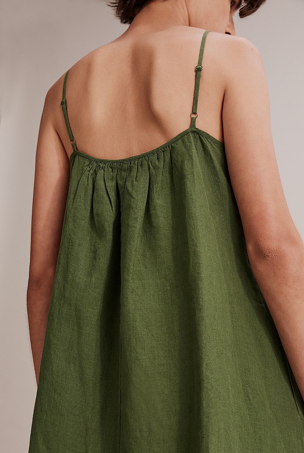 Olive Green Linen Midi Dress - Dresses | Country Road
