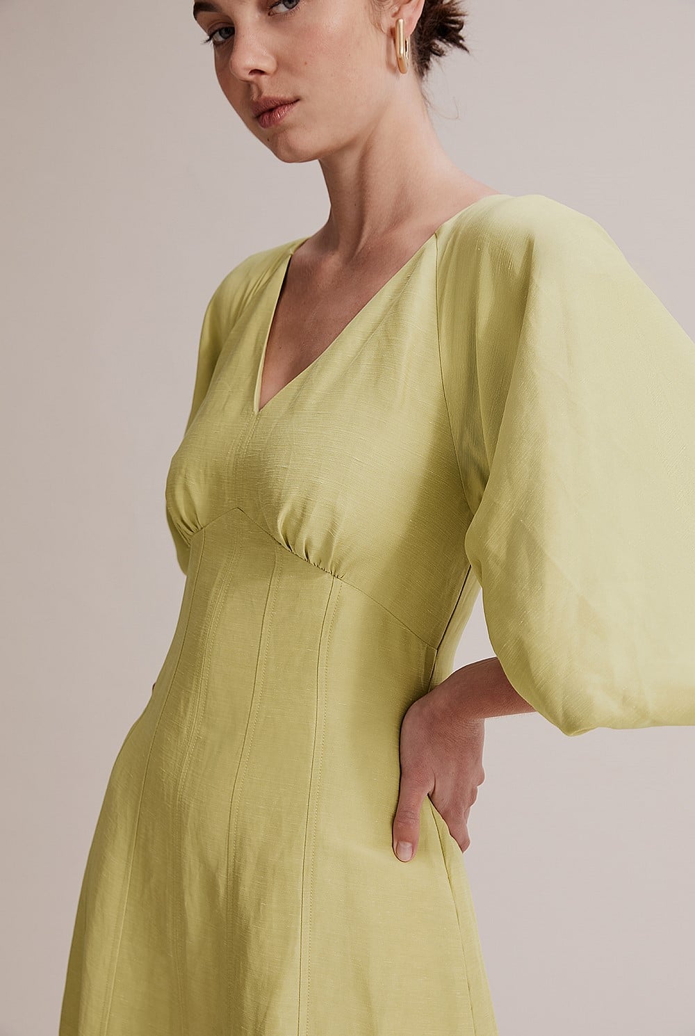 Pea Green Knot Detail Midi Dress - Dresses | Country Road Pea Green Knot Detail Midi Dress - Dresses | Country Road