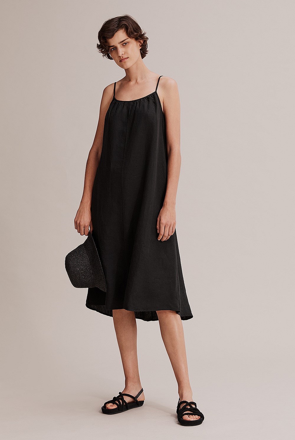 Black Linen Midi Dress - Dresses | Country Road