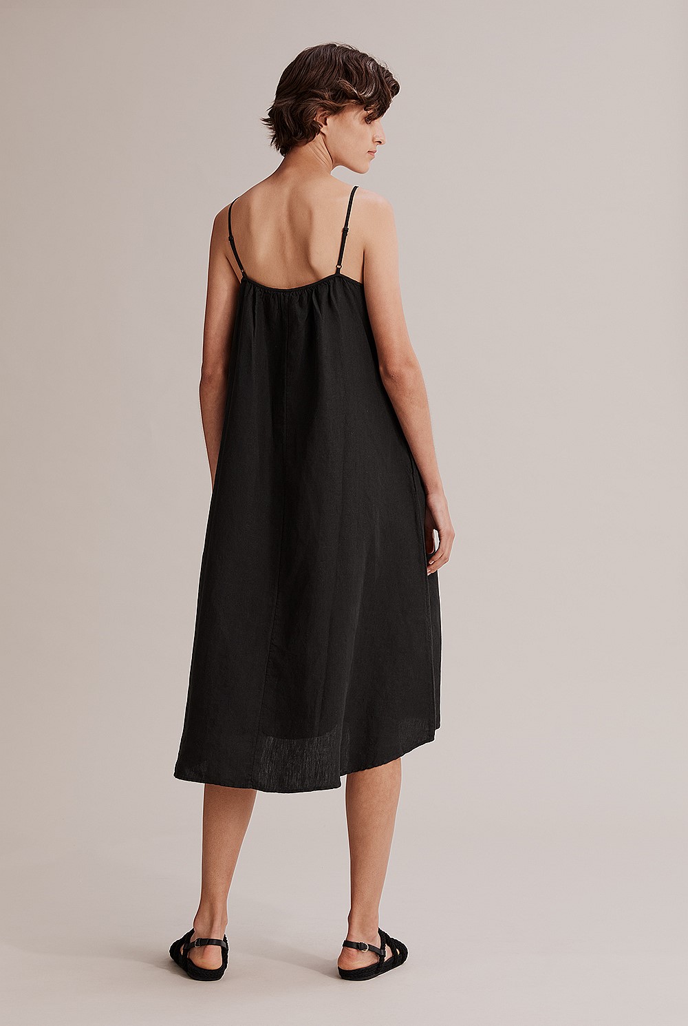 Black Linen Midi Dress - Dresses | Country Road