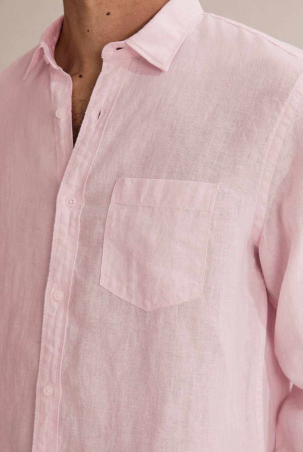 Light Pink Regular Fit Linen Shirt - Casual Shirts | Country Road