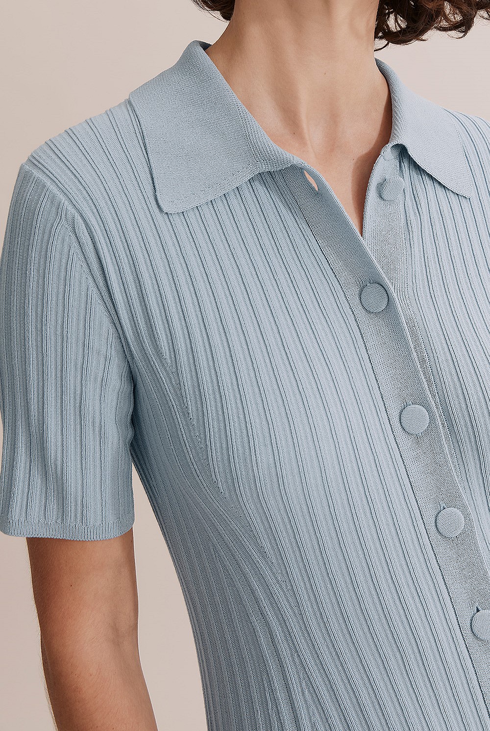 Ice Blue Button Through Knit Dress - Knitwear | Country Road