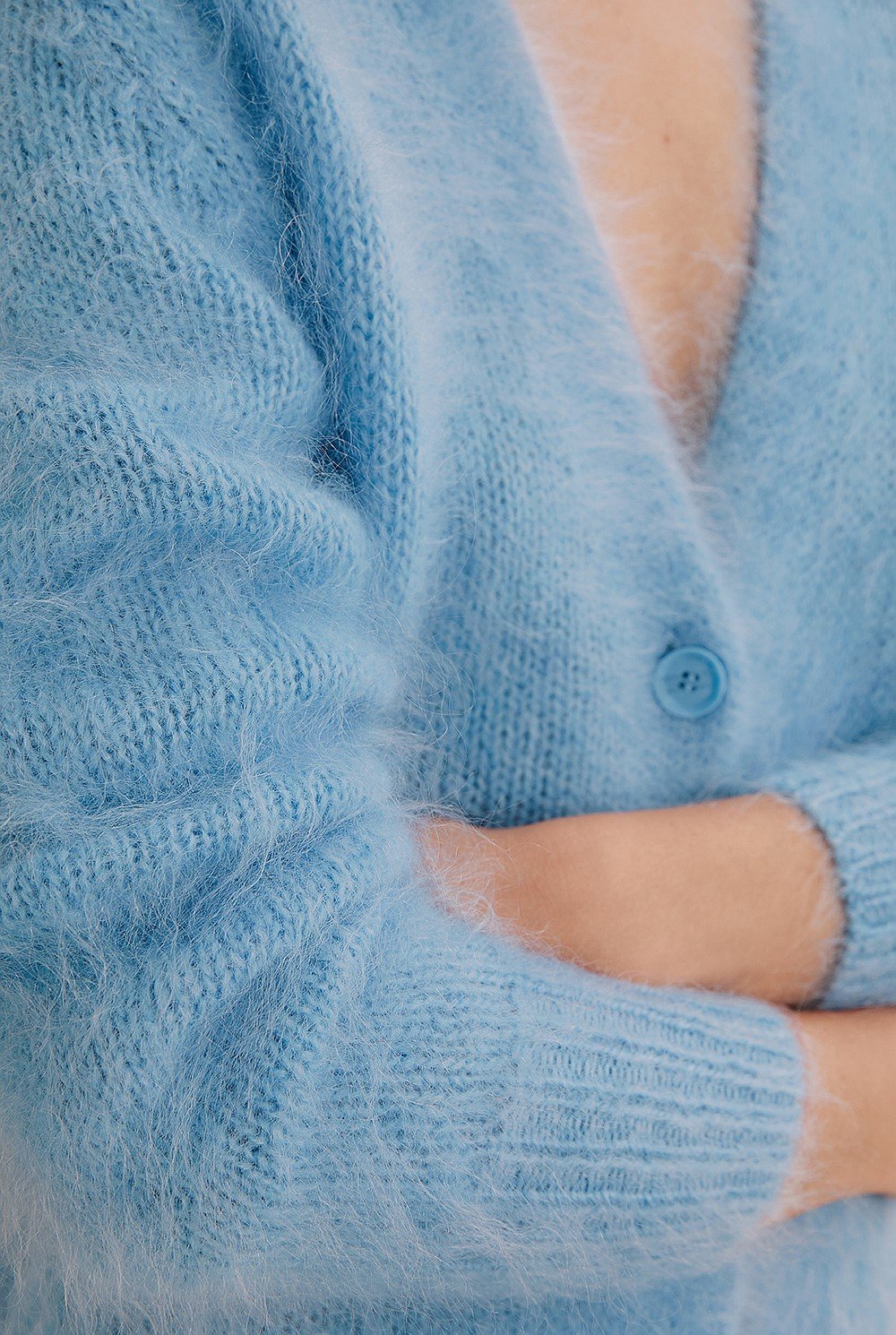 Palace Blue Relaxed Mohair Cardigan - Knitwear | Country Road