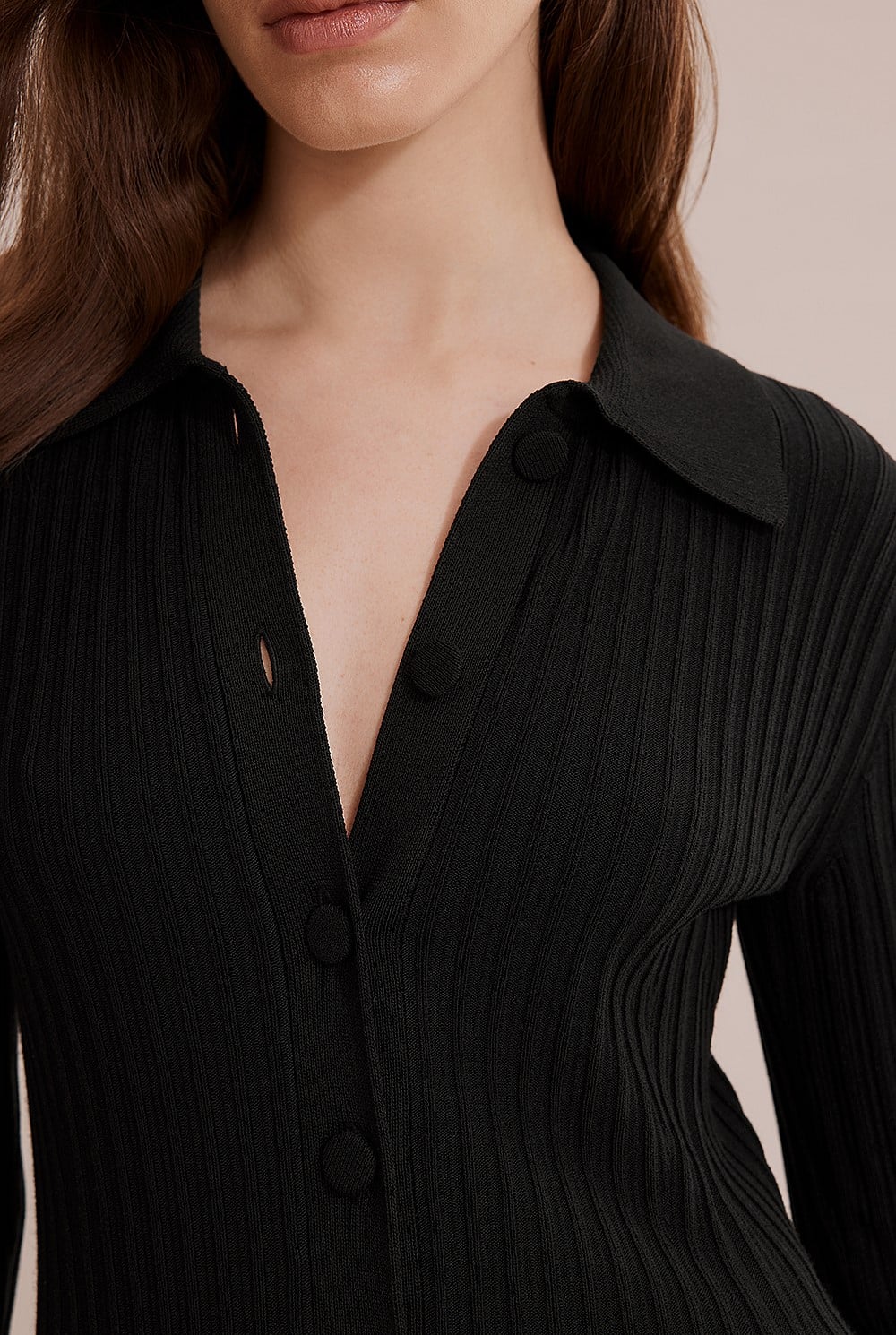 mini sexy black dresses for women Women's Black, Long-Sleeve Form-Fitted Dress Shirt main image 0