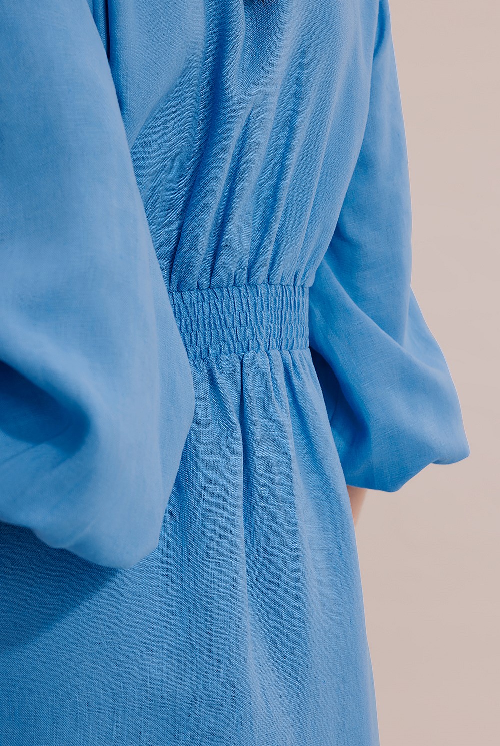 Ocean Blue Linen Dart Front Midi Dress - Natural Fibres | Country Road