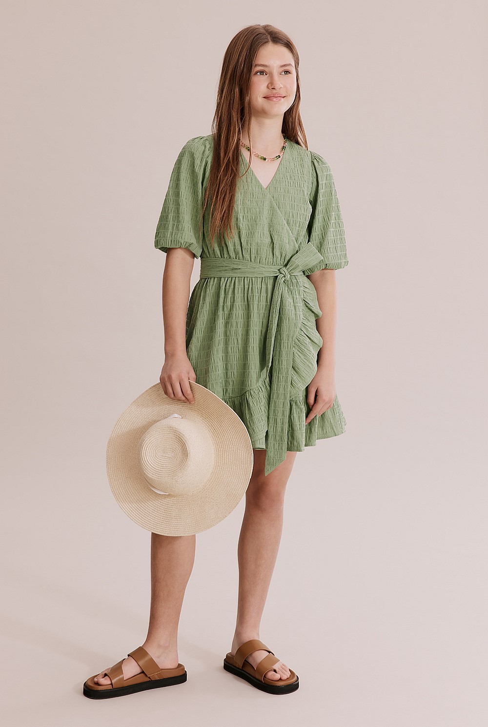 Teen Textured Wrap Dress - Dresses | Country Road