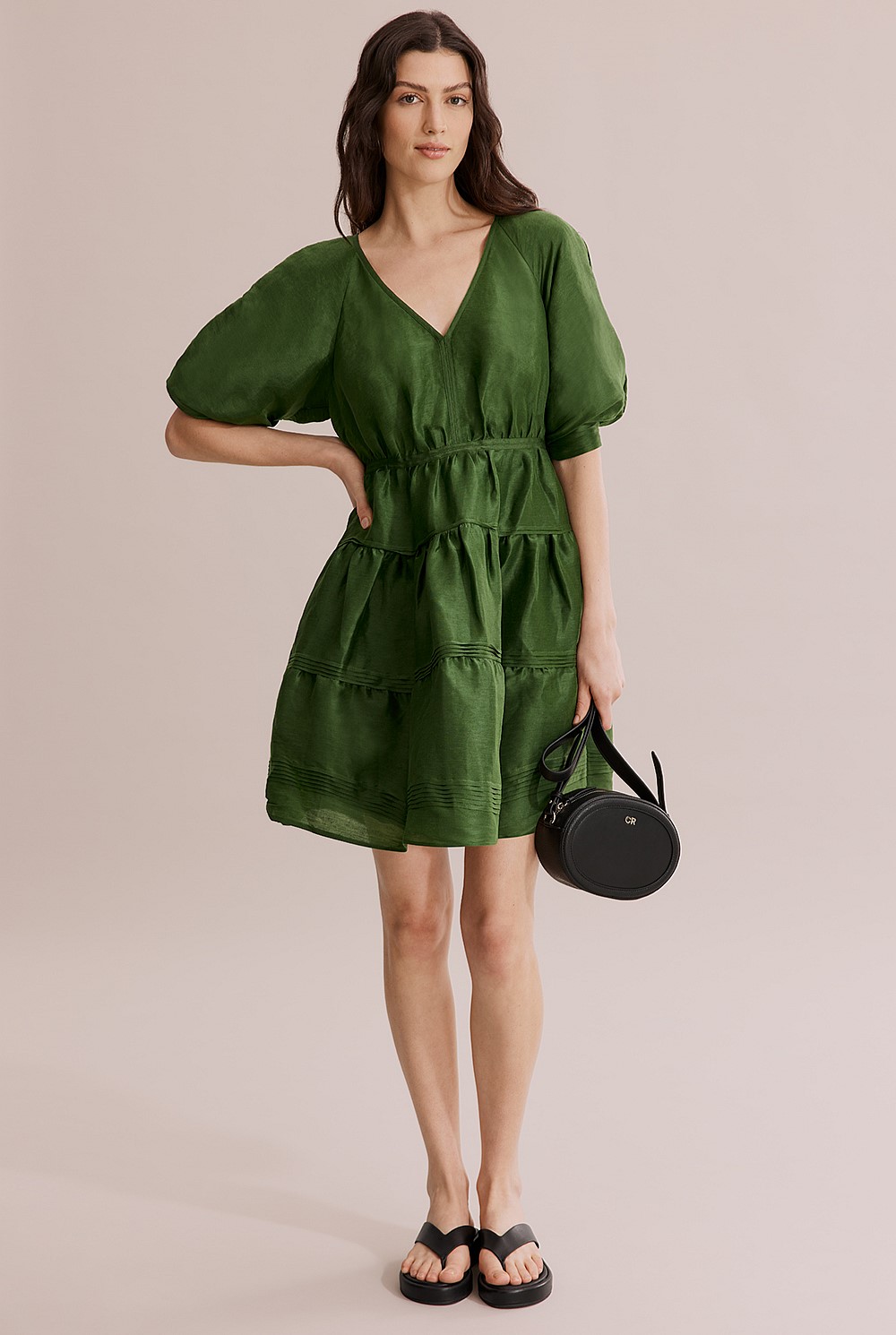 green emerald velvet dress Arrabel Ruffle Trim Maxi Dress Sage– Selfie Leslie main image 1