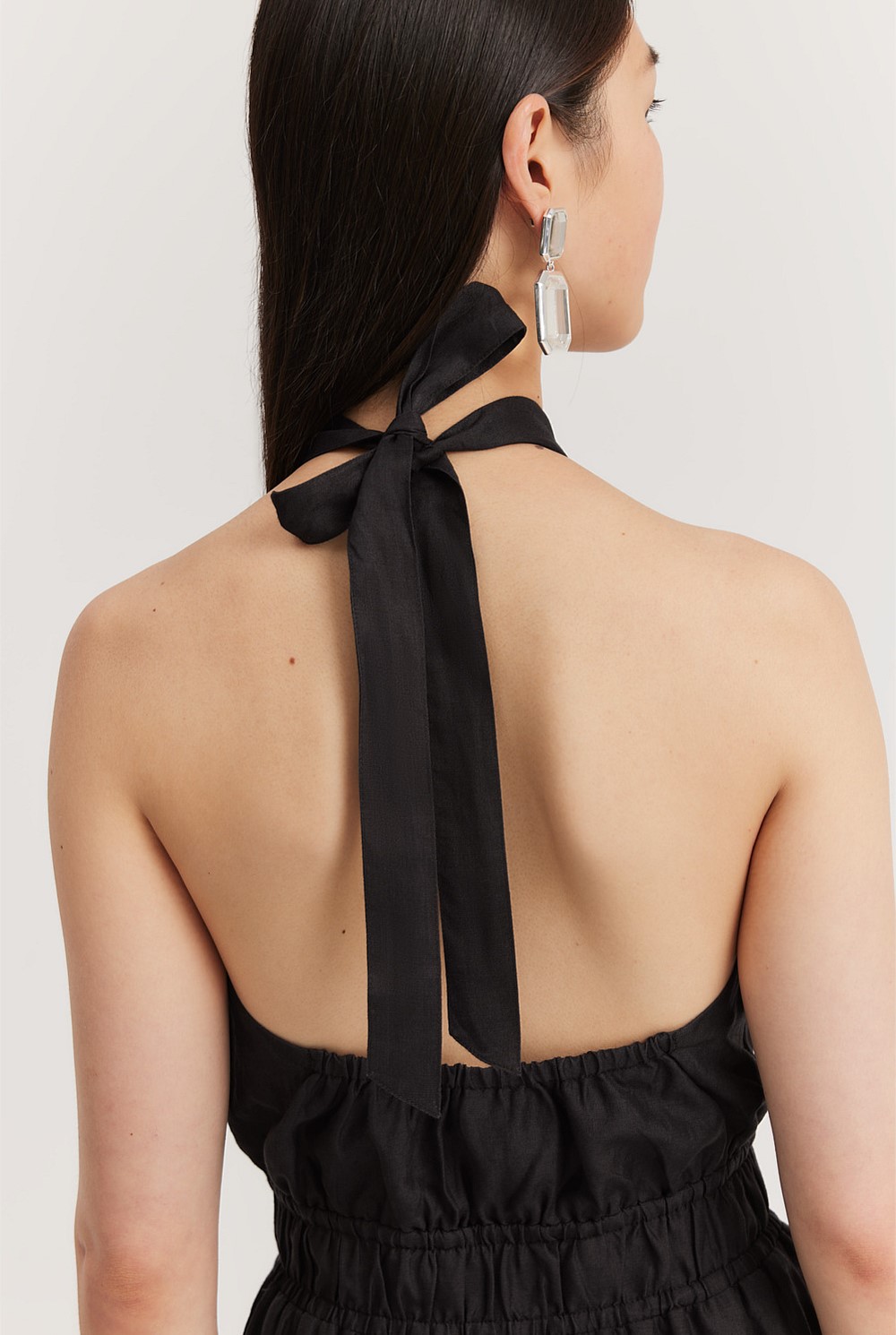 Black Halter Midi Dress - Natural Fibres | Country Road