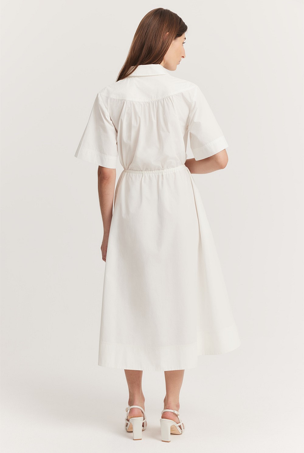 knee length dresses for ladies Albury Tied Shoulder Basque Waist Midi Dress White main image 1