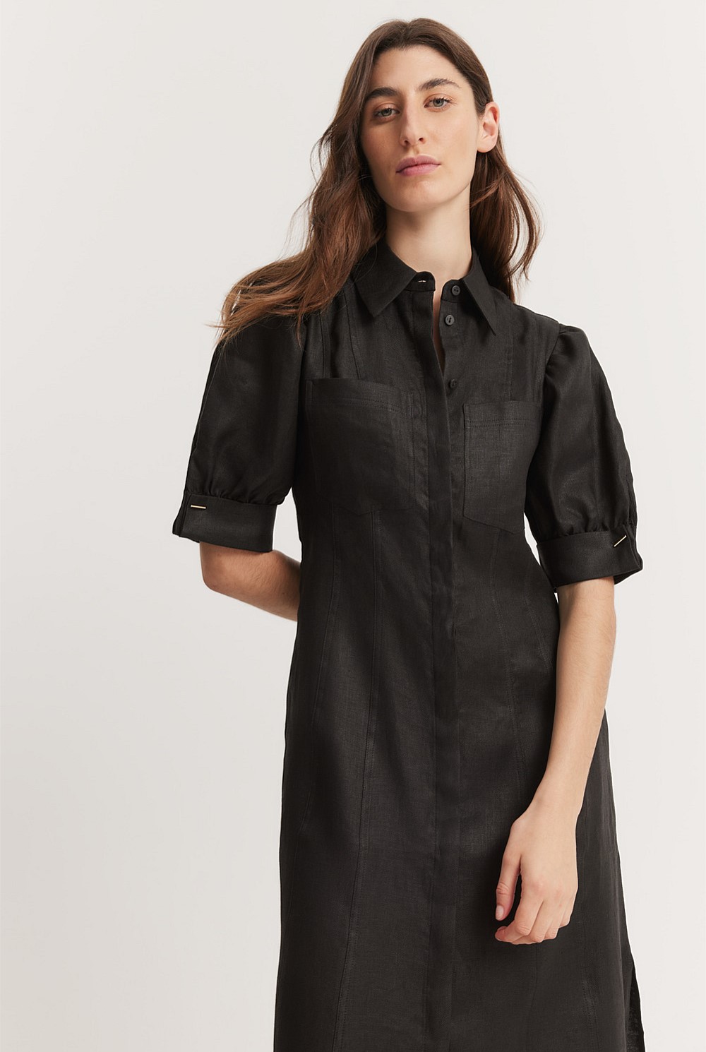 Black Column Maxi Dress - Natural Fibres | Country Road