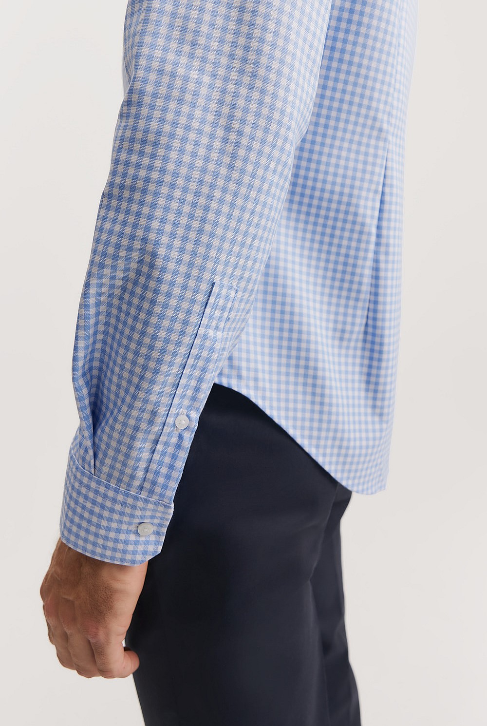 slim fit dress slacks Non-Iron Cotton Gingham Dress Shirt with Contrast Trim