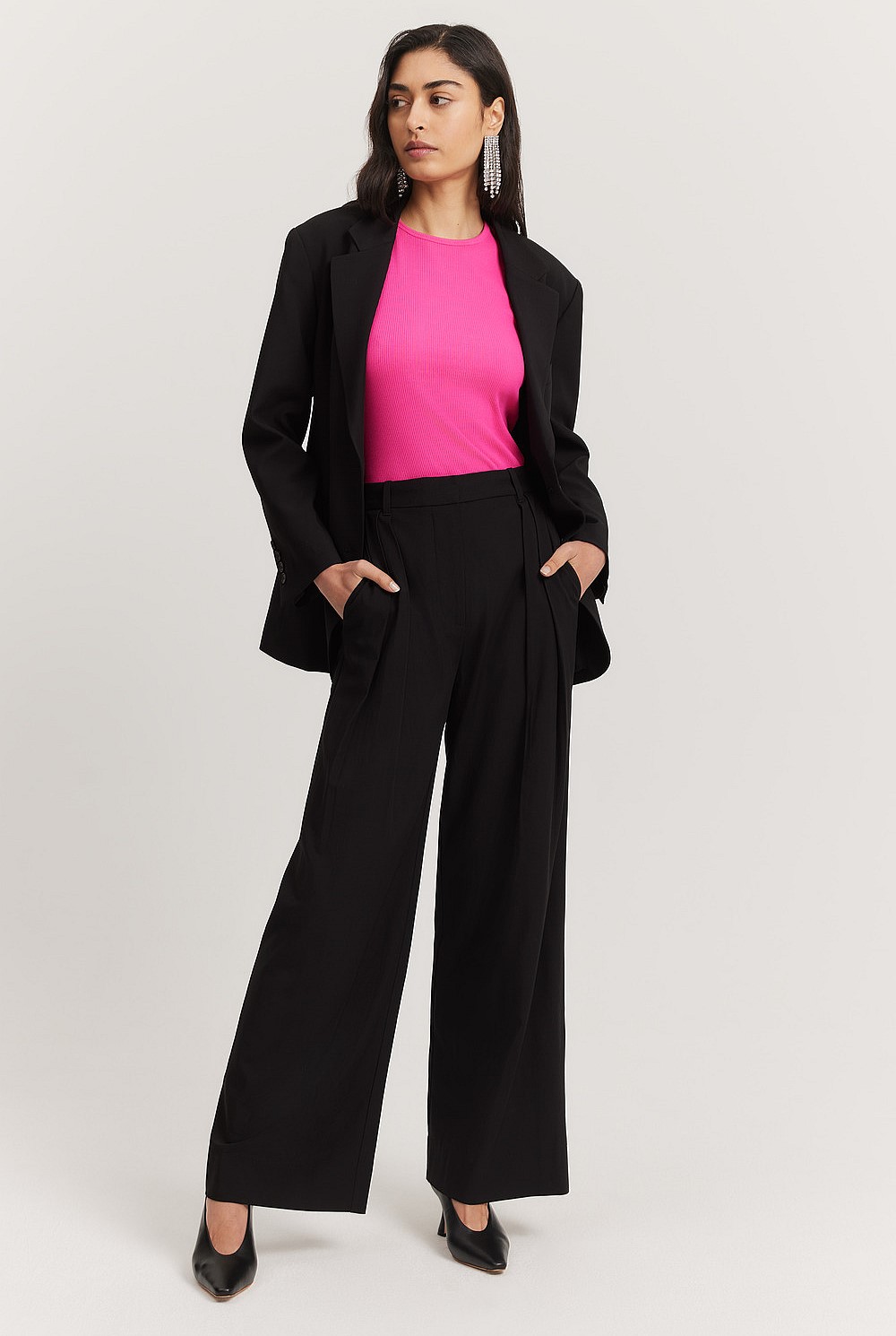 Vivid Pink High Neck Rib Tank - T-Shirts & Tops | Country Road