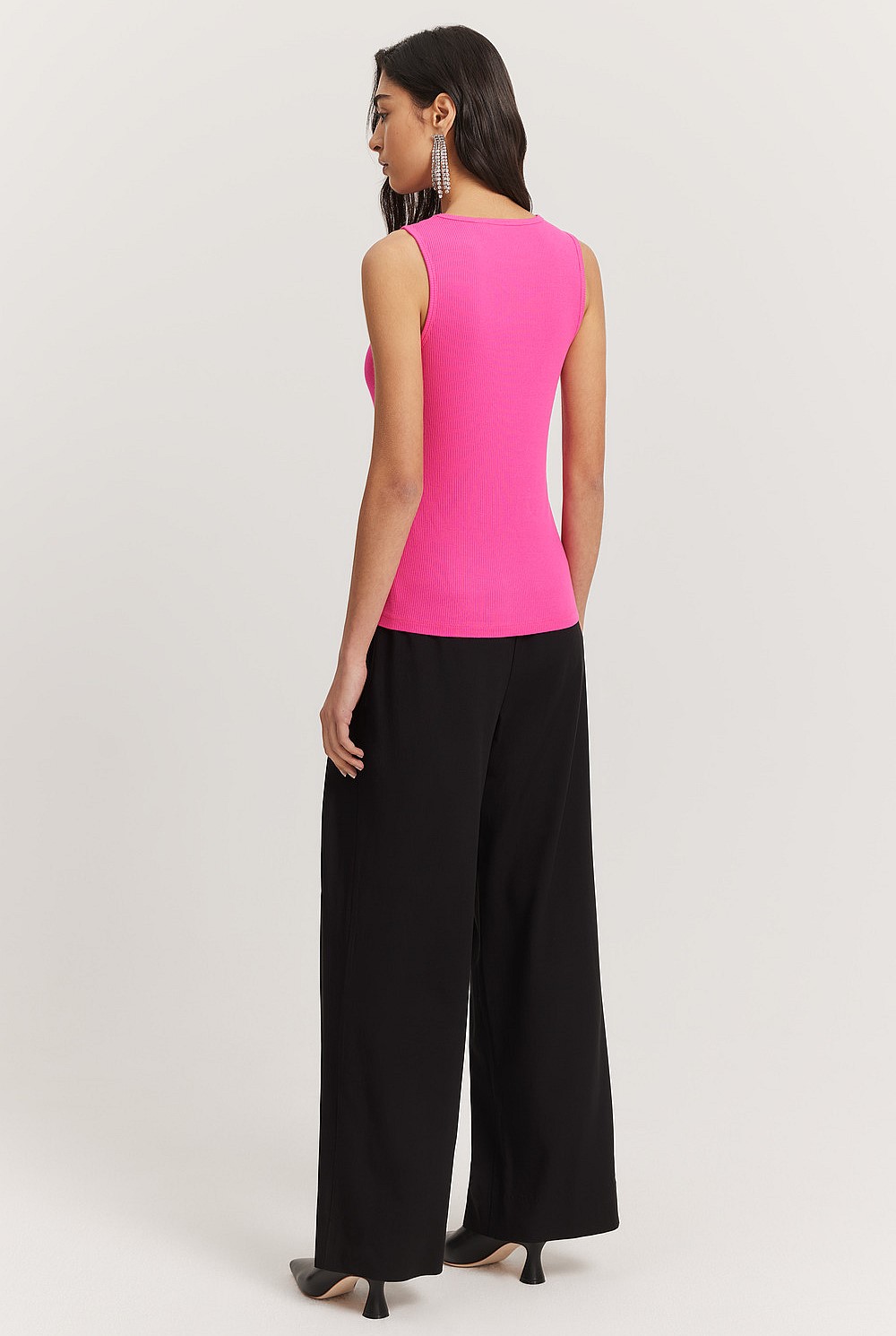Vivid Pink High Neck Rib Tank - T-Shirts & Tops | Country Road