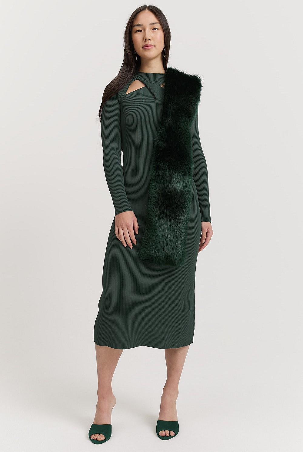 Dark Spruce Twist Knit Dress - Knitwear | Country Road