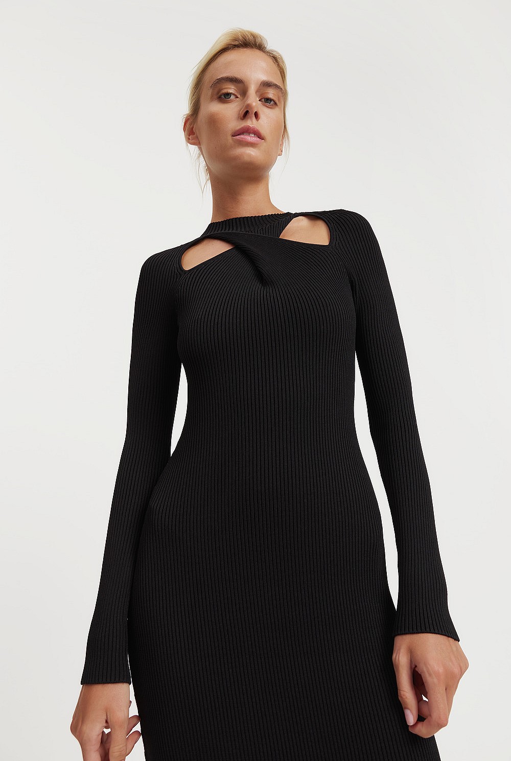 turtleneck knit maxi dress ASTR the Label Roxanna Sweater Dress in Charcoal main image 0