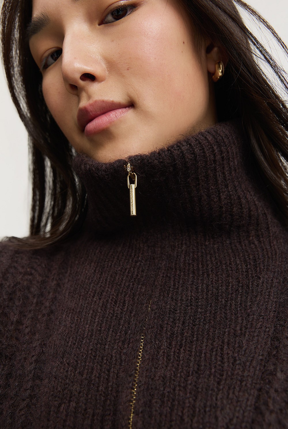 Chocolate Zip Detail Knit - Knitwear | Country Road