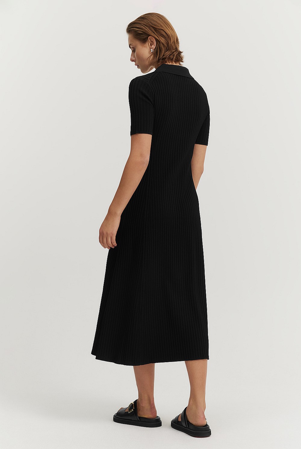 Black Compact Knit Polo Dress - Dresses | Country Road