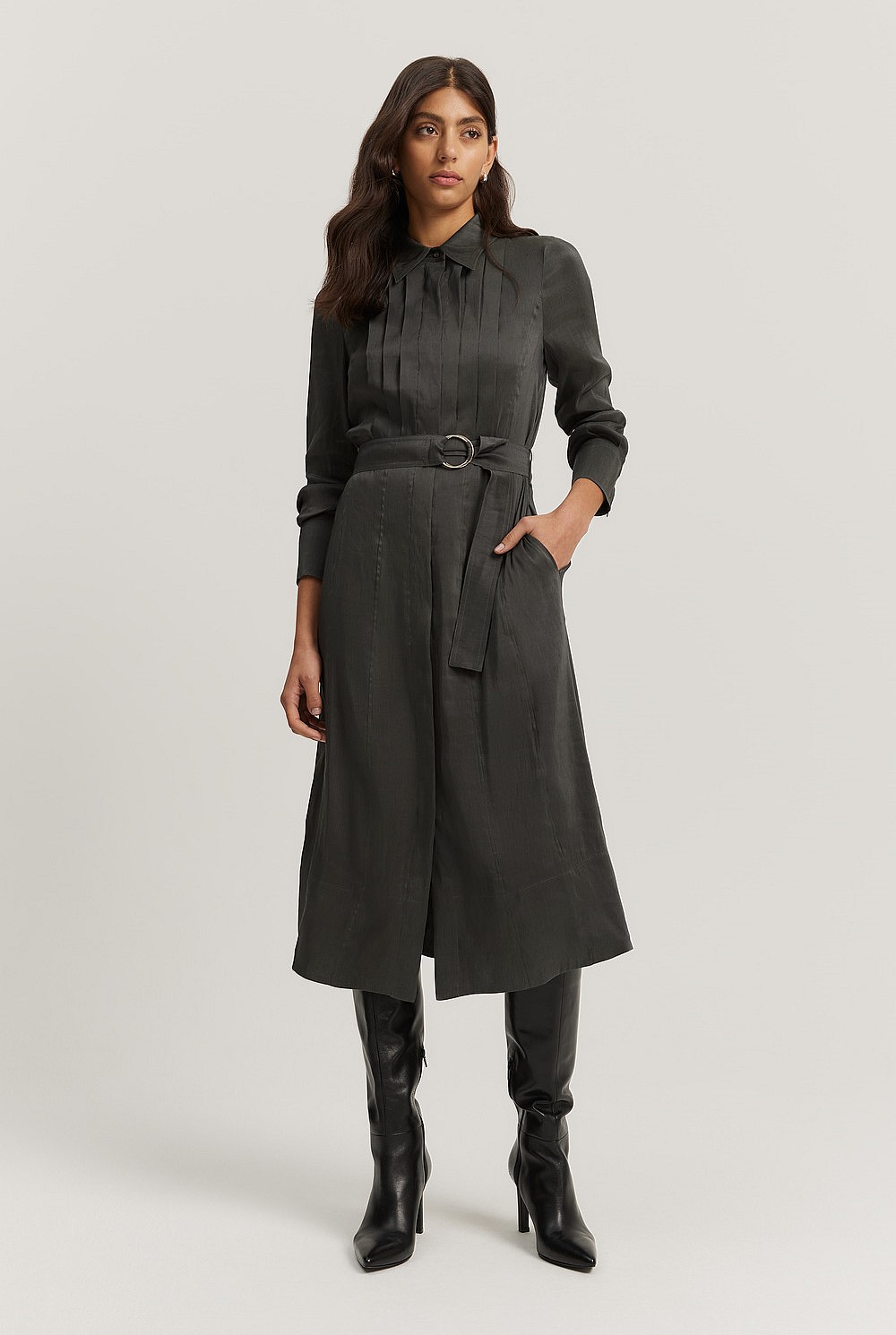 Charcoal Tuxedo Midi Dress - Work | Country Road