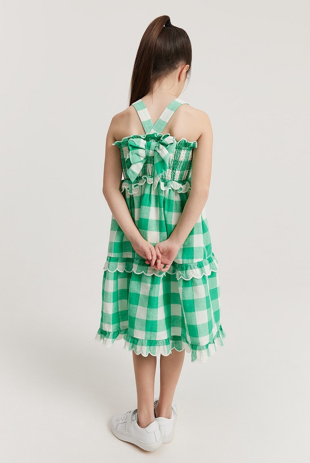 girls green gingham dress Girls: Evergreen Moments Olive Green Gingham Babydoll Dress, (8/10) - The Mint Julep Boutique main image 1